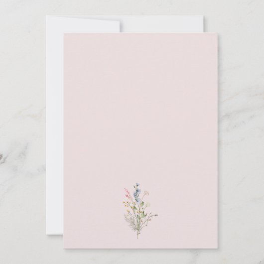 ミニマリスト幾何学模様ワイルドフラワーベビーシャワー 招待状 (裏面)