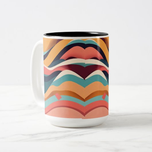 ミニマリスト幾何学模様 – 2トーンマグカップ(15 o) ツートーンマグカップ (正面左)