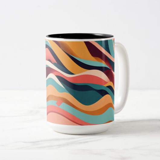 ミニマリスト幾何学模様 – 2トーンマグカップ(15 o) ツートーンマグカップ (正面右)