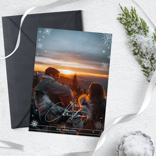 ミニマリスト幾何学的な雪の結晶カスタムクリスマス シーズンカード