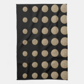 ミニマリスト幾何学的ブラック金ゴールドグリッター水玉模様 キッチンタオル (縦)