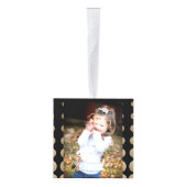 ミニマリスト幾何学的ブラック金ゴールドグリッター水玉模様 キューブオーナメント (右)