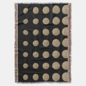 ミニマリスト幾何学的ブラック金ゴールドグリッター水玉模様 スローブランケット (正面縦)