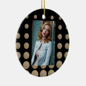 ミニマリスト幾何学的ブラック金ゴールドグリッター水玉模様 セラミックオーナメント (右)