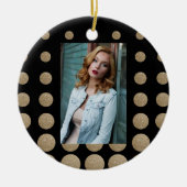 ミニマリスト幾何学的ブラック金ゴールドグリッター水玉模様 セラミックオーナメント (正面)