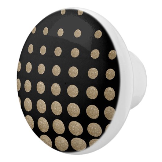 ミニマリスト幾何学的ブラック金ゴールドグリッター水玉模様 セラミックノブ (右)