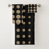 ミニマリスト幾何学的ブラック金ゴールドグリッター水玉模様 バスタオルセット (インサイチュ)