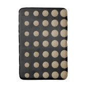 ミニマリスト幾何学的ブラック金ゴールドグリッター水玉模様 バスマット (正面縦)