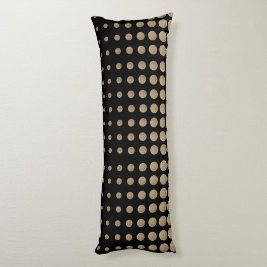 ミニマリスト幾何学的ブラック金ゴールドグリッター水玉模様 ボディピロー (裏面 (縦))