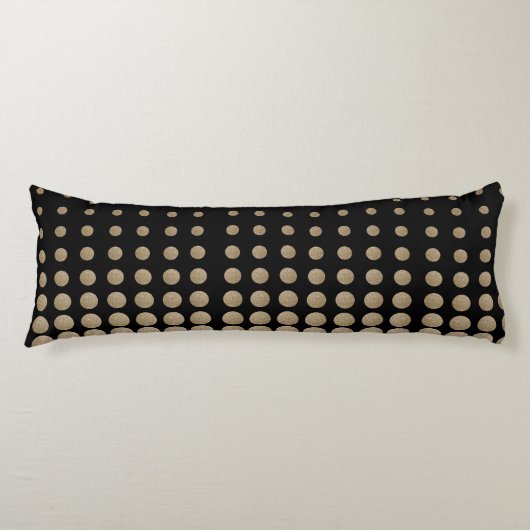 ミニマリスト幾何学的ブラック金ゴールドグリッター水玉模様 ボディピロー (正面)