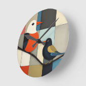 ミニマリスト幾何学鳥 ラウンド壁時計 (傾斜)