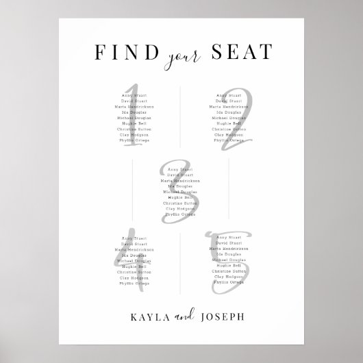 ミニマリスト座席表5看板 ポスター (正面)