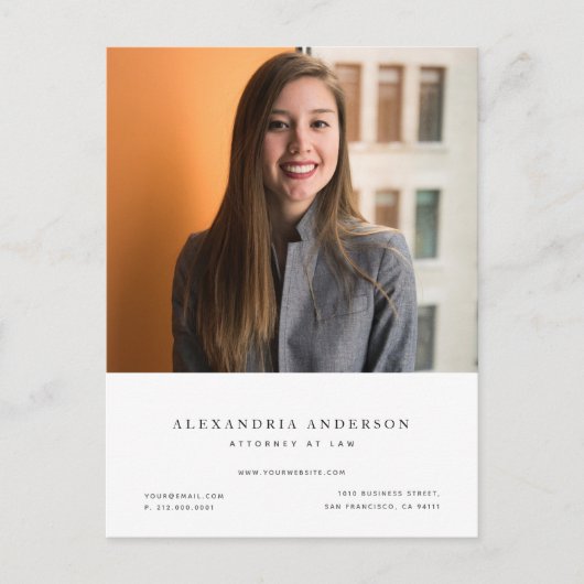 ミニマリスト弁護士プロフェッショナルフォトビジネスポスト ポストカード (正面)