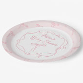 ミニマリスト弓ピンクの波モダン状フレームベビーシャワー ペーパープレート (アングル)