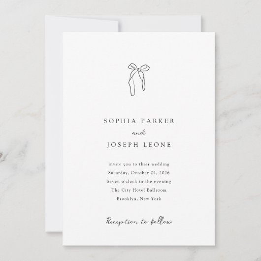 ミニマリスト弓 |白黒結婚の 招待状 (正面)