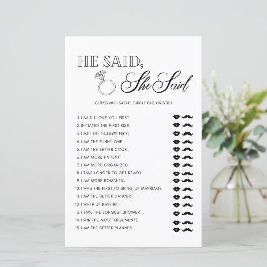 ミニマリスト彼は彼女はブライダルシャワーゲームを言った (スタンド正面)