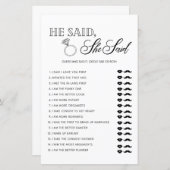 ミニマリスト彼は彼女はブライダルシャワーゲームを言った (正面/裏面)