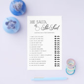 ミニマリスト彼は彼女はブライダルシャワーゲームを言った チラシ (シングル)