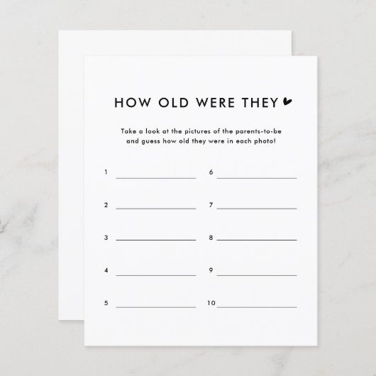 ミニマリスト彼らは赤ちゃんシャワーのゲームをいくつだった (正面/裏面)