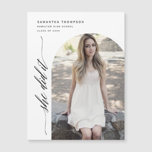 ミニマリスト彼女はそれをアーチ写真卒業マグネット (正面)