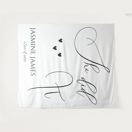 ミニマリスト彼女は卒業パーティーの背景を行った タペストリー (正面(横))