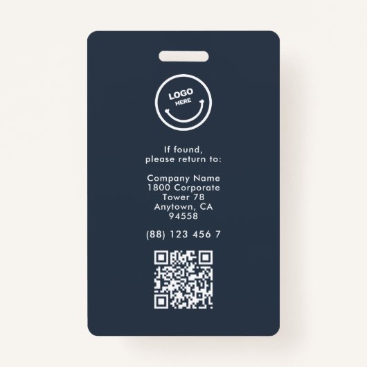 ミニマリスト従業員名IDカード丸い写真QR バッジ (裏面)