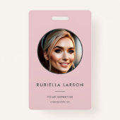 ミニマリスト従業員名IDカード丸い写真QR バッジ (正面)