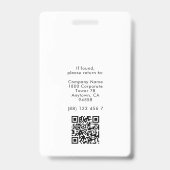 ミニマリスト従業員IDカードのビジネスロゴQR バッジ (裏面)