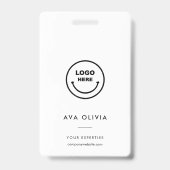 ミニマリスト従業員IDカードのビジネスロゴQR バッジ (正面)