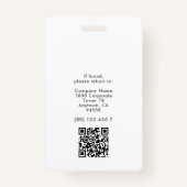 ミニマリスト従業員IDカードのビジネスロゴQR バッジ (裏面)