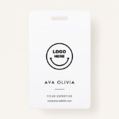 ミニマリスト従業員IDカードのビジネスロゴQR バッジ (正面)