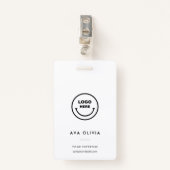 ミニマリスト従業員IDカードのビジネスロゴQR バッジ (正面クリップ)