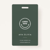 ミニマリスト従業員IDカードのビジネスロゴQR バッジ (正面)