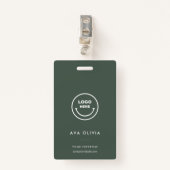 ミニマリスト従業員IDカードのビジネスロゴQR バッジ (正面クリップ)