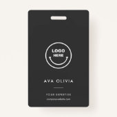 ミニマリスト従業員IDカードのビジネスロゴQR バッジ (正面)