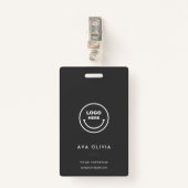 ミニマリスト従業員IDカードのビジネスロゴQR バッジ (正面クリップ)