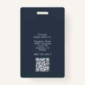 ミニマリスト従業員IDカードのビジネスロゴQR バッジ (裏面)