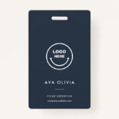 ミニマリスト従業員IDカードのビジネスロゴQR バッジ (正面)