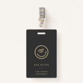 ミニマリスト従業員IDカードのビジネスロゴQR バッジ (正面クリップ)