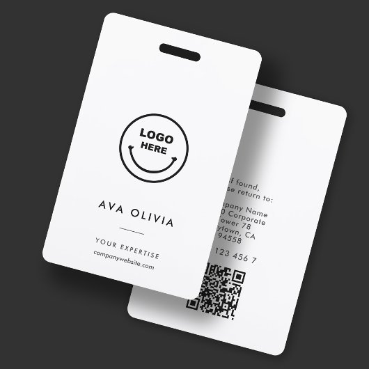 ミニマリスト従業員IDカードのビジネスロゴQR バッジ