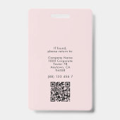 ミニマリスト従業員IDカードのビジネスロゴQR バッジ (裏面)