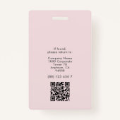 ミニマリスト従業員IDカードのビジネスロゴQR バッジ (裏面)