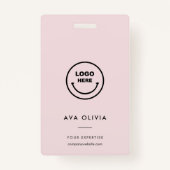 ミニマリスト従業員IDカードのビジネスロゴQR バッジ (正面)