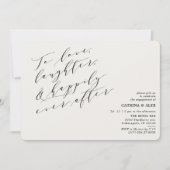 ミニマリスト愛する笑い引用文婚約パーティ 招待状 (正面)