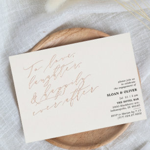 ミニマリスト愛する笑い引用文婚約パーティ 箔招待状