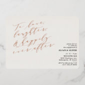 ミニマリスト愛する笑い引用文婚約パーティ 箔招待状 (正面)