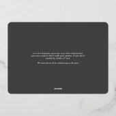 ミニマリスト愛する笑い引用文婚約パーティ 箔招待状 (裏面)