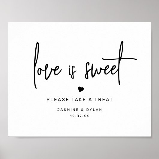 ミニマリスト愛は甘い結婚式の引き出物サイン ポスター (正面)