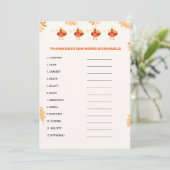 ミニマリスト感謝祭スクランブルワードゲームカード 案内状 (スタンド正面)