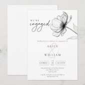 ミニマリスト我々は婚約したフローラ婚約パーティ 招待状 (正面/裏面)